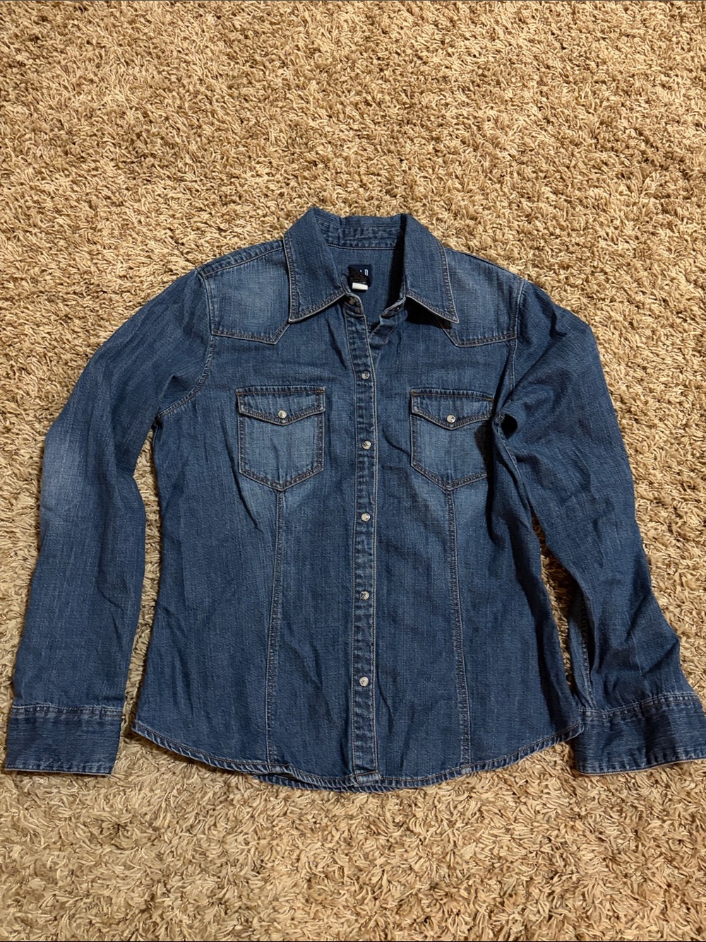 Women's GAP Western Inspired Blue Denim Button-Down Shirt